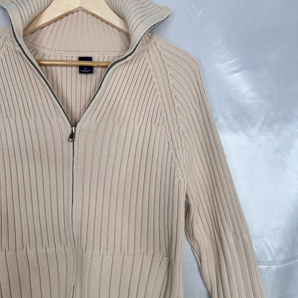 GAP Beige Ribbed Zip Up Sweater Size XL - Picture 6 of 15